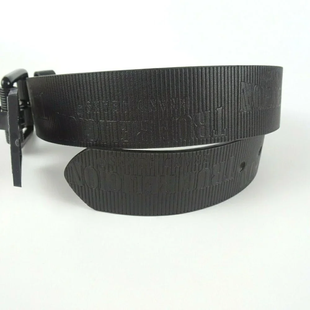 New TRUE RELIGION Men's Embossed Van Belt Matte Black Faux Leather Textured 32
